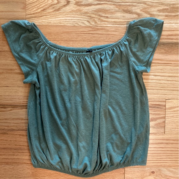 Forest Green Off the Shoulder Tee - Picture 1 of 3